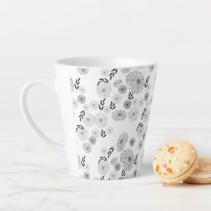 Caneca De Café Latte Flores Selvagens Padrões Latte Mug