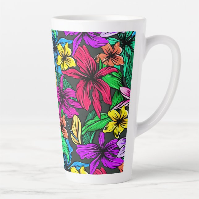 Caneca De Café Latte Flores Tropicais (Direita)