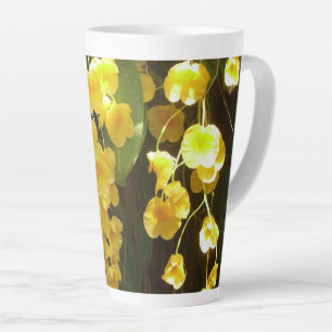 Caneca De Café Latte Flores Tropicais das Orquídeas Amarelas
