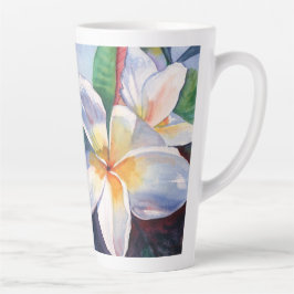 Caneca De Café Latte Flores Tropicais De Plumeria