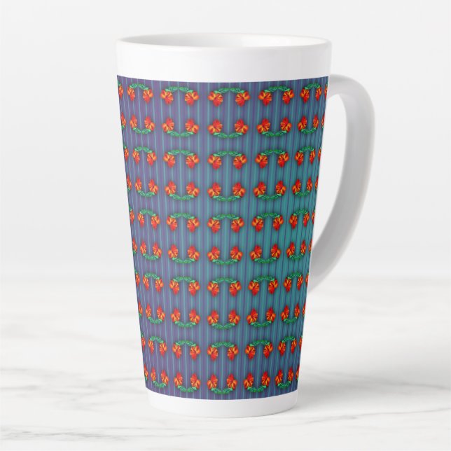 Caneca De Café Latte Flores Vermelhas têm o Blues (Ângulo direito)
