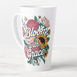 Caneca De Café Latte Florescer Com Graça