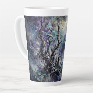 Caneca De Café Latte Floresta Assombrada Árvores Surréalistas Misticas