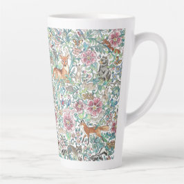 Caneca De Café Latte Floresta de Fantasia Floral Floresta Floresta Flor