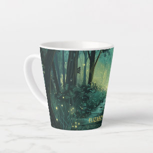 Caneca De Café Latte Floresta de Luz Fada Personalizada