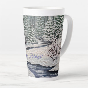 Caneca De Café Latte Floresta de Natal Silenciosa