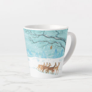 Caneca De Café Latte Floresta de neve de inverno Roe Deer