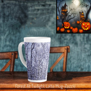 Caneca De Café Latte Floresta Em Twilight