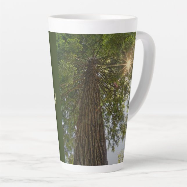 Caneca De Café Latte Floresta Pacífica Com Foto Da Natureza Com Luz Dou (Ângulo direito)