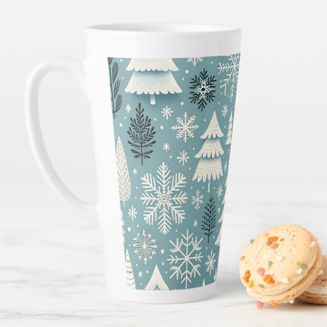 Caneca De Café Latte Floresta Whimsy de inverno (In Situ)