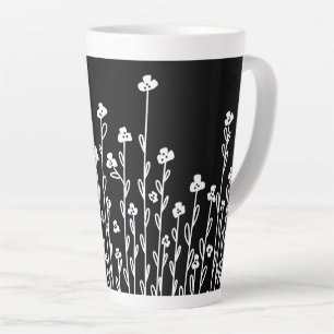 Caneca De Café Latte Flórida de rabo branco preto minimalista