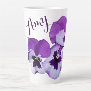 Caneca De Café Latte Flórida púrpura da Amy nome personalizável boho