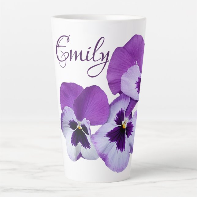 Caneca De Café Latte Flórida púrpura Emily nome personalizável boho (Frente)