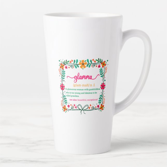 Caneca De Café Latte Flower Frame Glamma Vovó Definição de vovó (Direita)