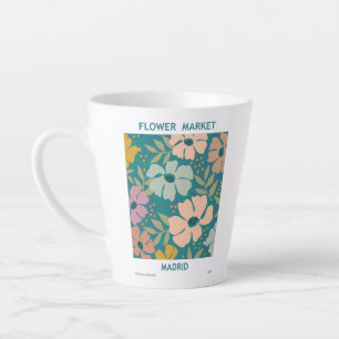 Caneca De Café Latte Flower Market Madrid Impressão
