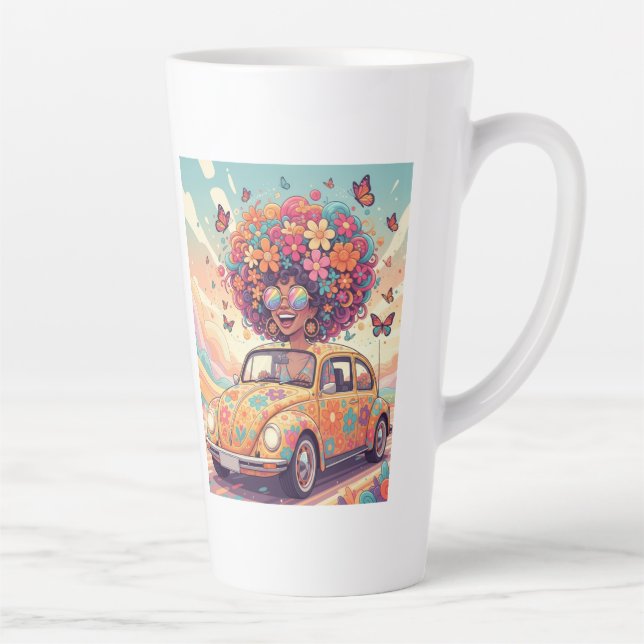 Caneca De Café Latte Flower Power Ride Latte Mug (Direita)