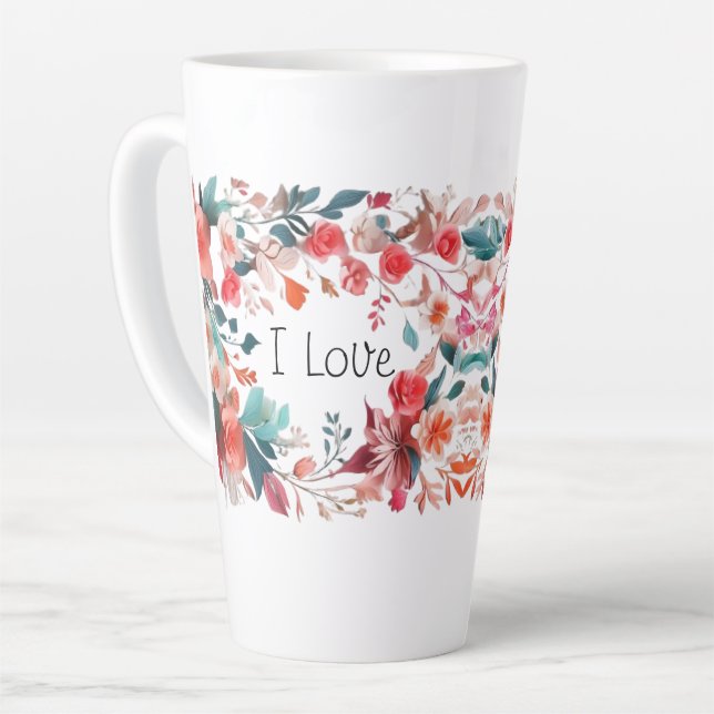 Caneca De Café Latte flowers (Ângulo esquerdo)