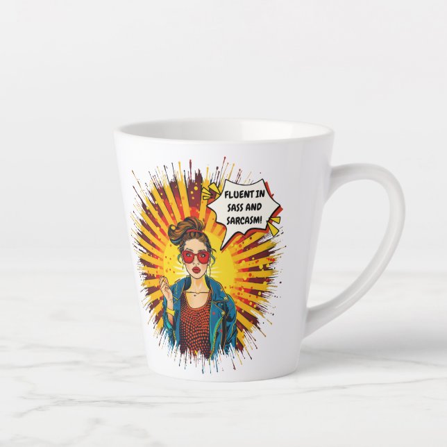 Caneca De Café Latte Fluente Em Sass E Sarcasmo (Direita)