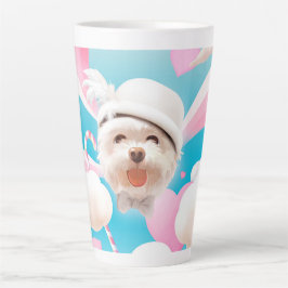 Caneca De Café Latte Fluffy Dog com White Hat