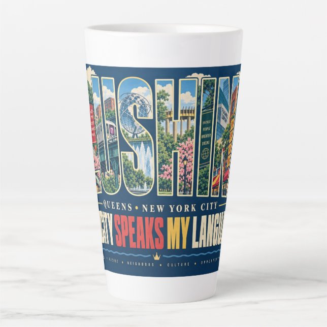 Caneca De Café Latte Flushing Queens Nova York (Frente)