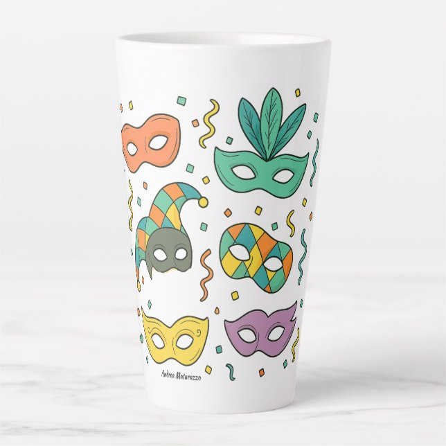 Caneca De Café Latte Flying Masks (Frente)
