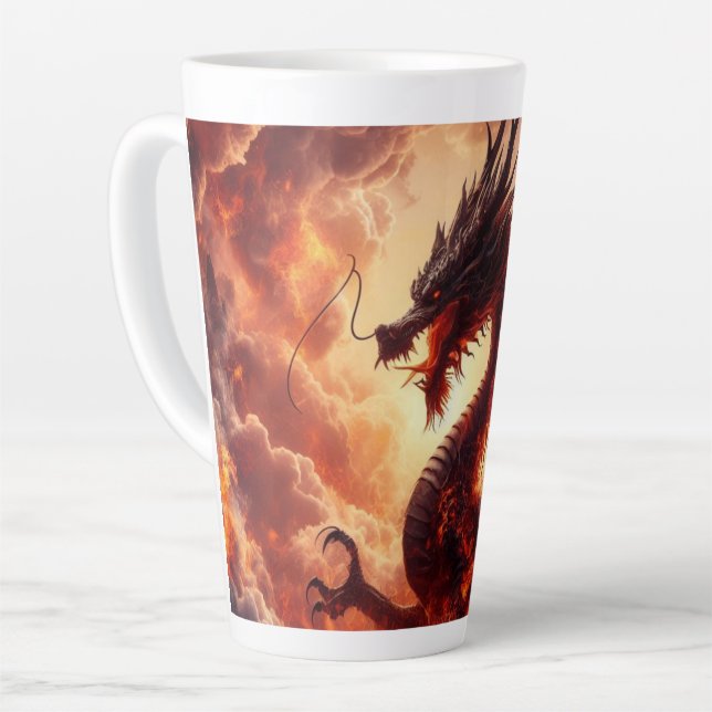 Caneca De Café Latte Fogo de Dragão (Ângulo esquerdo)