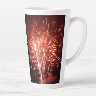 Caneca De Café Latte Fogo Vermelho, Branco e Azul II Patriótico