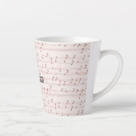Caneca De Café Latte Folha de Notas Musicais Rosa