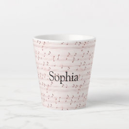 Caneca De Café Latte Folha de Notas Musicais Rosa