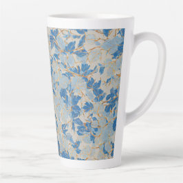 Caneca De Café Latte Folha Dourada azul