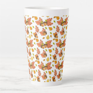 Caneca De Café Latte Folha e Acorns de outono