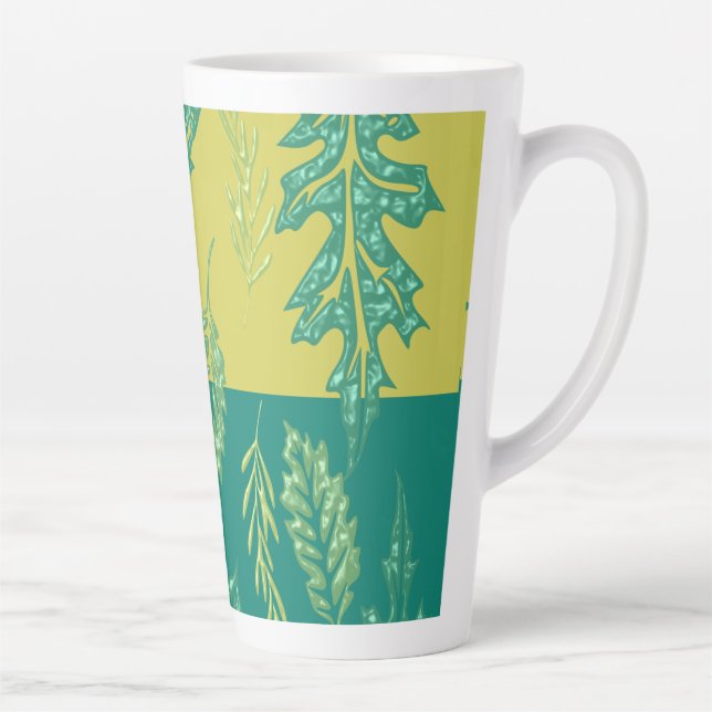 Caneca De Café Latte Folha Verde e Amarela (Direita)