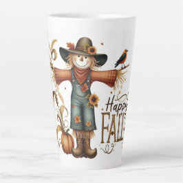 Caneca De Café Latte Folhagem de outono e outono feliz