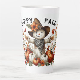 Caneca De Café Latte Folhagem de outono e outono feliz
