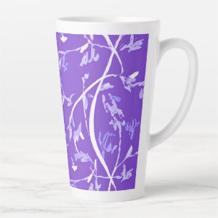 Caneca De Café Latte Folhas Boho Chic Lavanda