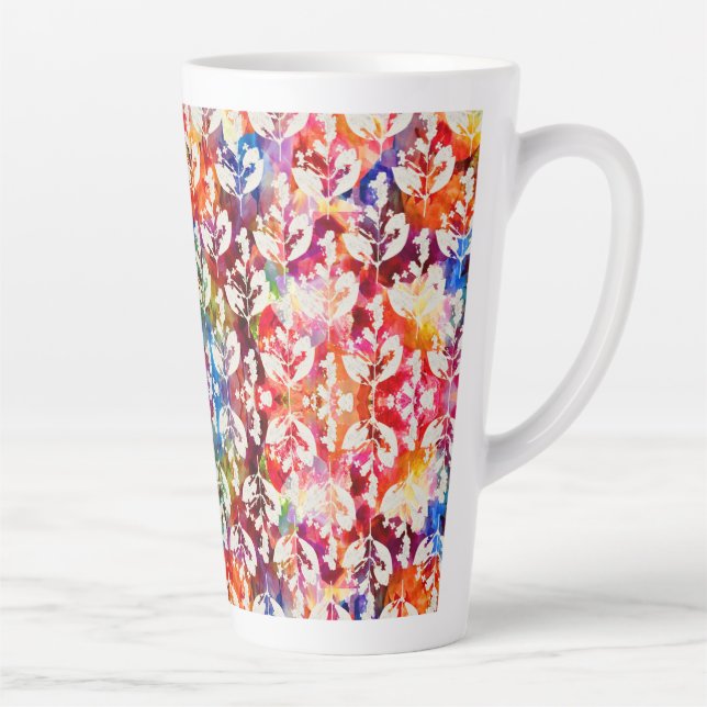 Caneca De Café Latte Folhas botânicas abstratas (Direita)