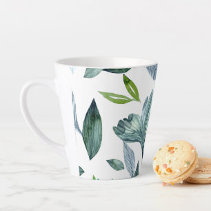 Caneca De Café Latte Folhas caídas em aquarela 11