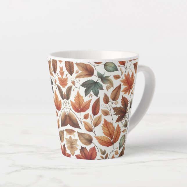 Caneca De Café Latte Folhas caindo (Ângulo direito)