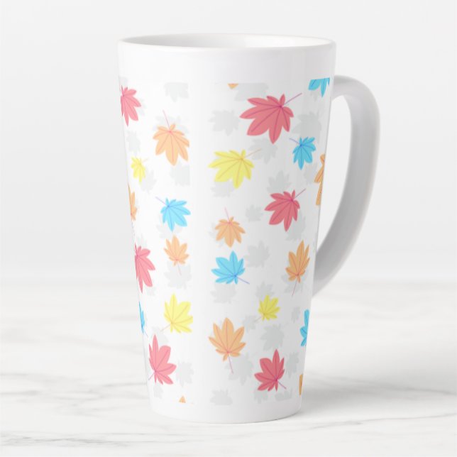 Caneca De Café Latte Folhas Coloridas (Ângulo direito)