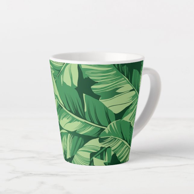 Caneca De Café Latte Folhas de Banana 2 (Ângulo direito)