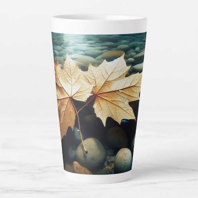 Caneca De Café Latte Folhas de Fluxo (Frente)