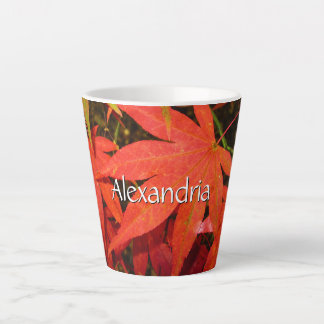 Caneca De Café Latte Folhas de Mapeamento Crimson - Pequeno Personaliza