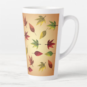 Caneca De Café Latte Folhas de Outono Pintadas