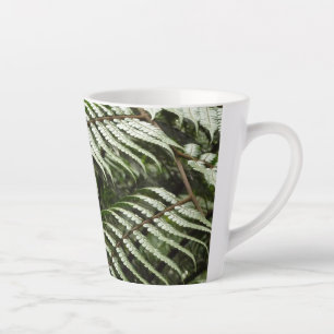 Caneca De Café Latte Folhas de Samambaia II Verde Escuro Natureza