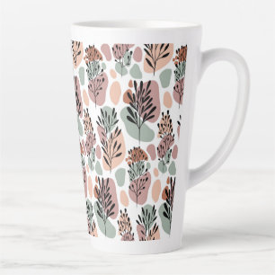 Caneca De Café Latte Folhas de substrato e formas orgânicas