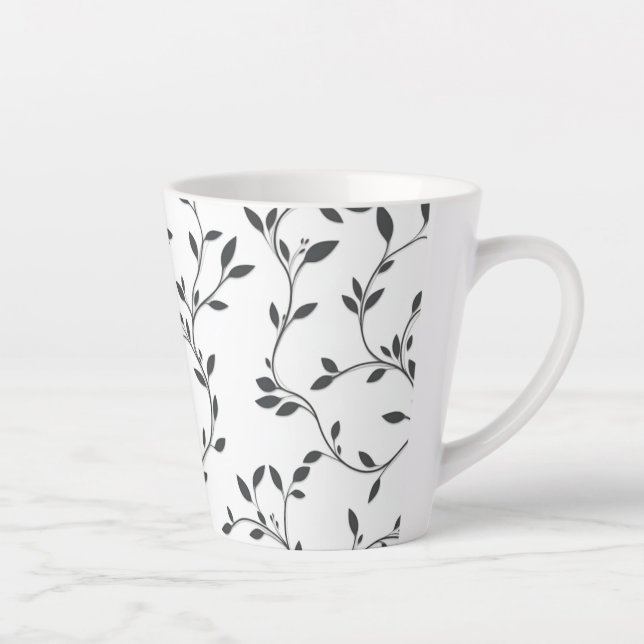 Caneca De Café Latte Folhas de Vinha Elegante (Direita)