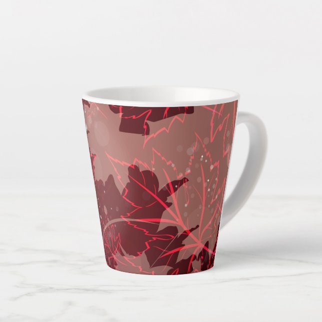 Caneca De Café Latte Folhas Douradas 1 (Ângulo direito)