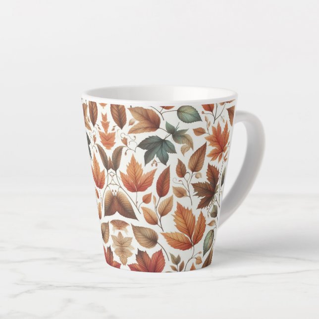 Caneca De Café Latte Folhas em queda (Ângulo direito)