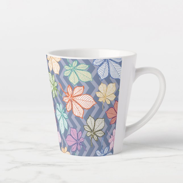 Caneca De Café Latte Folhas Estilizadas (Direita)