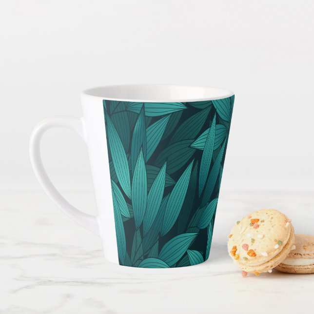 Caneca De Café Latte Folhas tropicais gradientes (In Situ)